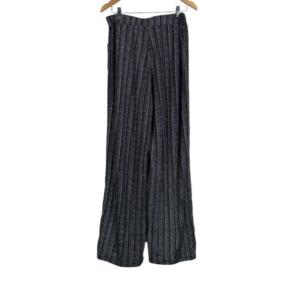 Sangria Wide Leg Pants Size Large Silver Black Stripe Stretchy - Picture 2 of 8